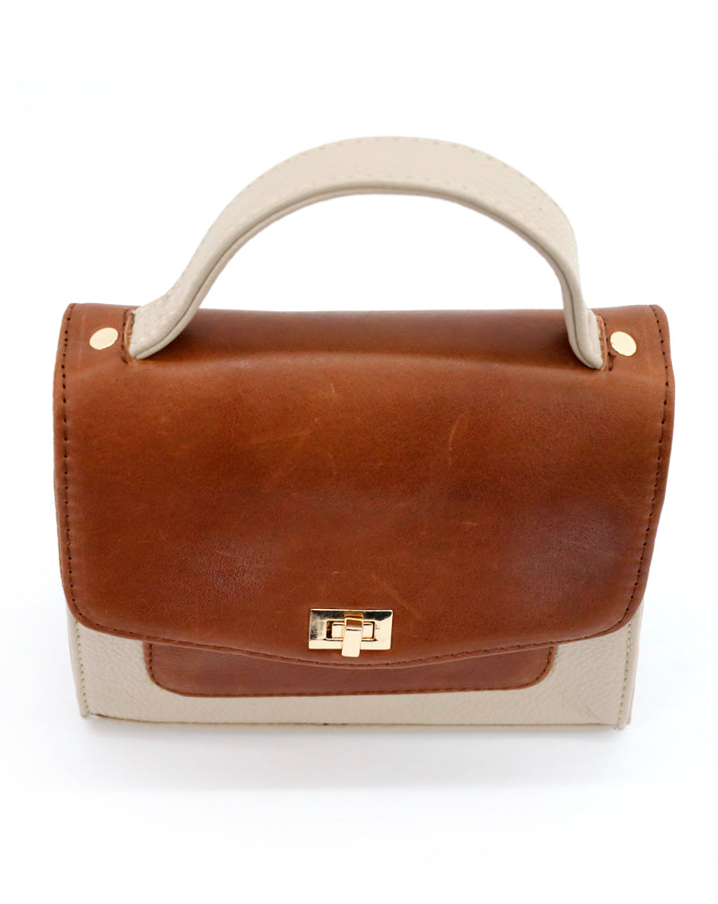 Two-Tone Luum Leather Top Handle Handbag