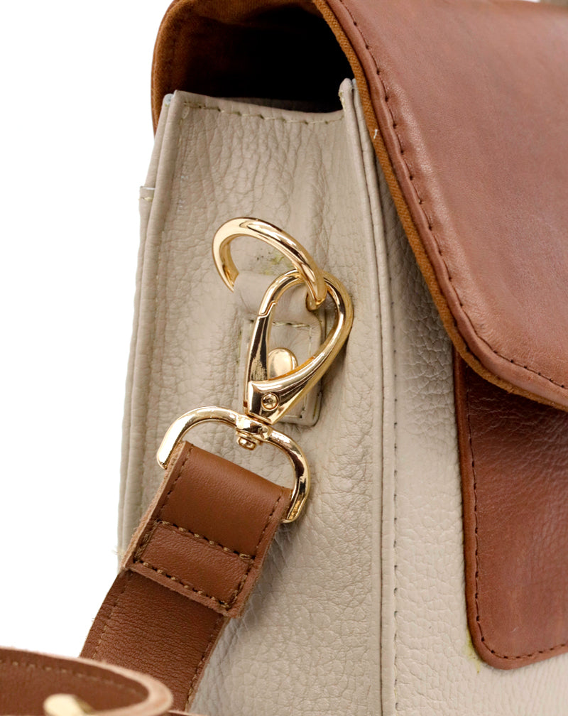 Two-Tone Luum Leather Top Handle Handbag