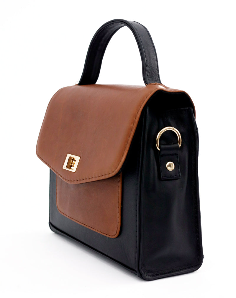 Two-Tone Luum Leather Top Handle Handbag